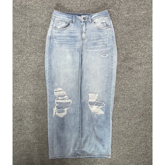 Sincerely Jules Denim - Sincerely Jules Womens High-Waisted Light Blue Distressed StraightLeg Jeans 5/27